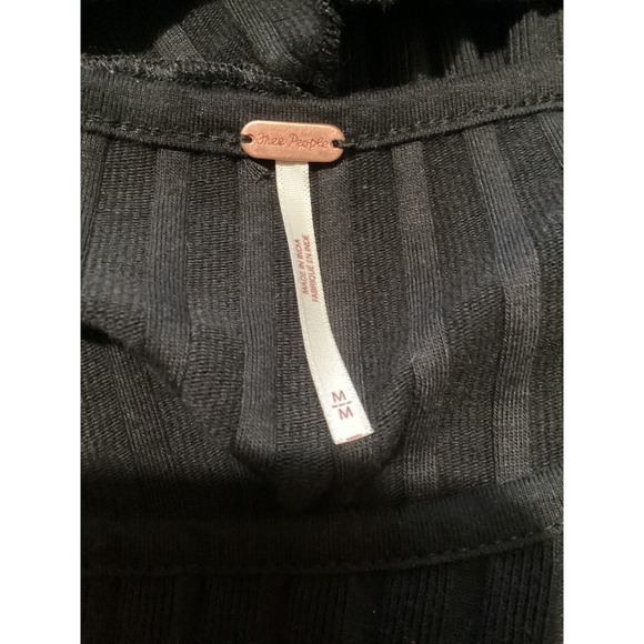 Free People Black Tilly Ribbed Button Up Long Sleeve Top M - Picture 6 of 8